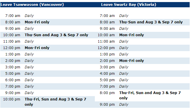 bcferries timetable